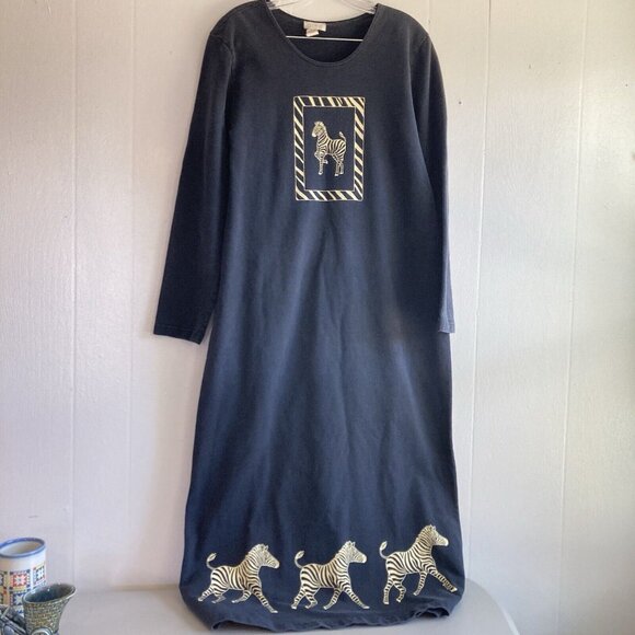 VTG 80s CITE Zebra Graphic Short Sleeve Maxi Dress in Black White Fits Sz M - Picture 6 of 10